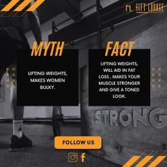 Myth: Lifting weights makes women bulky. Fact: Lifting weights aids in fat loss, makes your muscles stronger, and gives you a toned, defined look. Let's train smart.
