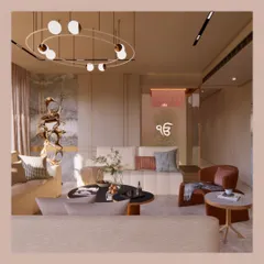 For us, a pooja space should be a seamless and serene part of the home. We designed this clever sliding wall partition that conceals the prayer area, allowing the living room to feel open and modern, while transforming into a larger spiritual space when needed.