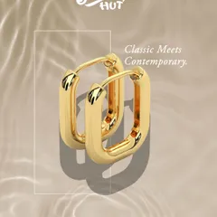 A modern twist on a classic. These statement rectangle hoops are sleek, sharp, and unapologetically bold, perfect for the woman who owns every room she walks into.