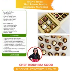 My Ultimate Festive Indulgence Workshop covers a range of treats perfect for gifting. Learn to make creamy stuffed dates and festive truffle bites, with tips on plating, packaging, and pricing.