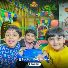 Three happy faces enjoying their time together. Our play zone is the perfect spot for friends to hang out and have fun.