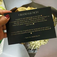 The message inside is just as important as the gift itself. This custom card for the 9889 launch set a tone of gratitude and celebration for a beautiful new beginning.