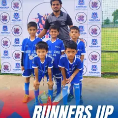 Our U9 stars celebrating their Runners-Up finish at the Abhyasa Football Tournament.