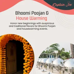 My catering services are perfect for honoring new beginnings like a Bhoomi Poojan or housewarming. This image combines traditional decor with a professional catering setup, reflecting my ability to blend tradition with modern service.