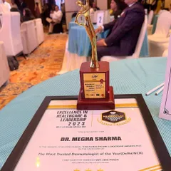 Being named 'The Most Trusted Dermatologist of the Year (Delhi/NCR)' at the Asia Healthcare & Leadership Awards 2023 was a significant honor. This award reinforces my commitment to providing trustworthy and patient-first care.