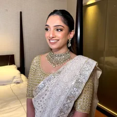 Her smile says it all. It was a pleasure creating this soft glam look, ensuring she looked and felt beautiful for the Ambani wedding celebrations.