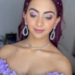 Party-ready perfection. This lavender look with jeweled hair is perfect for bridesmaids or party guests who want to stand out.
