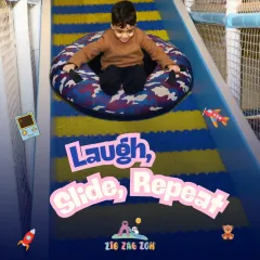 Laugh, slide, repeat! Our donut slide is a favorite among kids, offering a thrilling ride down a colorful, padded ramp.