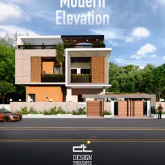 For this 60x40 corner plot in Sagara, we designed a minimal yet characterful G+1 residence. The modern elevation plays with textures, blending exposed brick, concrete finishes, and custom jaali brickwork to enhance ventilation and create a beautiful play of light and shadow.