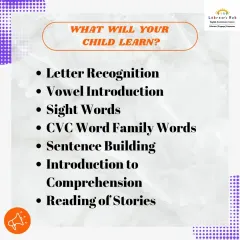My phonics program for early learners covers all the essential building blocks of reading. Your child will learn everything from letter recognition and sight words to sentence building and an introduction to reading comprehension through stories.