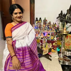 Another photo from my Navaratri celebrations at home. The festive atmosphere, surrounded by deities and traditions, recharges my artistic spirit.