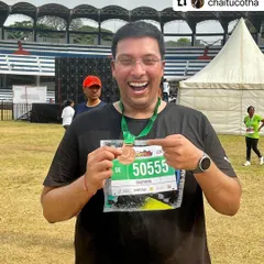 Every milestone matters. Here’s my client Chaitu, beaming after completing his first ever 5k run. I coach athletes at every level, and celebrating these firsts is a huge part of the process.