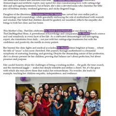 This excerpt from The Glitz article highlights my belief in guiding children with empathy and presence, a philosophy that I also bring to my patient care at the clinic.