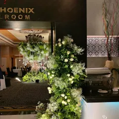 The entrance to the Phoenix Ballroom, where we installed our magnificent "Wish Tree." We love transforming indoor spaces into magical forests, creating an element of surprise and wonder for guests.