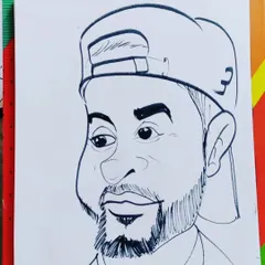 Practice makes improvement. A solid caricature of a man with a beard and cap.