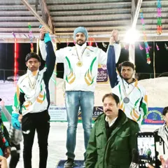 On the podium after winning two golds at the 15th Ice Skating Nationals in Gulmarg. This victory marked my 9th year as a national champion in ice skating.