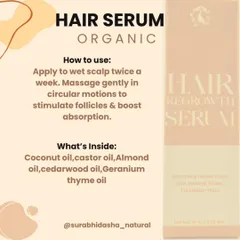 Here’s how to use the Hair Regrowth Serum for best results. Apply it to a damp scalp twice a week and massage gently to stimulate follicles. It contains a nourishing base of coconut, castor, and almond oils.