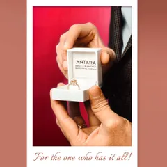For the one who has it all, give them a treasure as rare as your love. This image captures the moment of gifting, with a beautiful diamond ring presented in my signature Antara box.