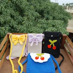 My handmade phone sling bags are perfect for college fests or as quirky additions to a retail shop. This collection shows some of the custom designs I offer in bulk, including bow, cherry, and floral motifs in various colors.