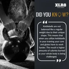 Here's a fact about kettlebells. Their unique shape challenges your core and glutes more than regular weights, leading to higher calorie burn as your whole body is challenged.