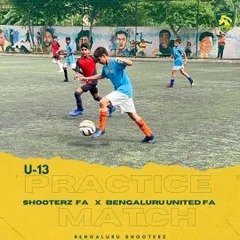 A glimpse of the on-field action during a U-13 practice match, providing our players with valuable game time.