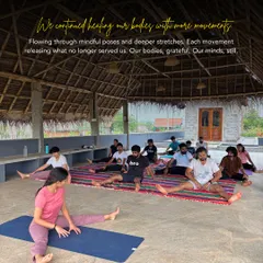 We continued healing our bodies with more movements. Flowing through mindful poses and deeper stretches, each movement released what no longer served us. Our bodies were grateful, our minds still.