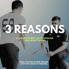 Still in pain after rehab? This carousel explains the three common reasons recovery fails: skipping strength work, having no structured plan, and not addressing poor movement mechanics.
