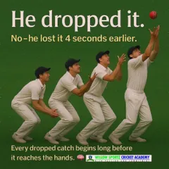 This image illustrates that a dropped catch begins long before the ball reaches the hands. It's about preparation and positioning.