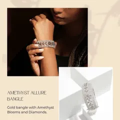 Another of my Diwali festive picks, the Amethyst Allure Bangle. This gold bangle with amethyst blooms and diamonds is a beautiful choice for festive styling.