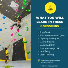 Wondering what you'll learn? This graphic details the curriculum for our six-session Lead Climbing Workshop. We cover everything from rope work and clipping techniques to mental training and risk management.