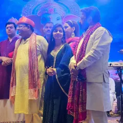 On stage during the Ganpati Mahotsav hosted by Hon'ble Cabinet Minister Vipul Goyal ji. It was a divine evening filled with Bappa's blessings and soulful music.