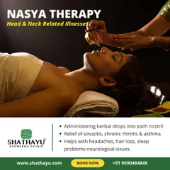 This is Nasya Therapy, a classic Ayurvedic treatment for head and neck related illnesses. By administering herbal drops into the nostrils, I can provide relief from sinusitis, chronic rhinitis, headaches, and even help with sleep problems.