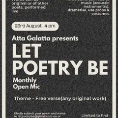 The stage is always open for new voices. Our 'Let Poetry Be' monthly open mic is a cornerstone of our community, a safe and encouraging space for poets to perform, experiment, and share their art in any language.