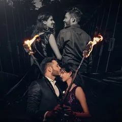 Igniting their path forward together. Using fire torches, we create these powerful, symbolic shots that are full of drama and intensity, perfect for a couple with a bold love story.