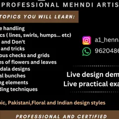 My curriculum is comprehensive, covering everything from the fundamentals of cone handling to advanced shading techniques. You will learn to create various styles, including Arabic, Pakistani, and Indian designs.