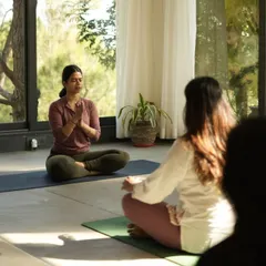Guiding participants into a moment of meditation at the start of a class. Even a few minutes of focused breathing can make a huge difference in setting a calm and present tone for the rest of the day.