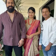 I have had the pleasure of working with esteemed celebrities, including the wonderful Yash and Radhika Pandit. This photo captures a moment from our session, reflecting the professional, high-caliber service I provide to all my clients, whether they are brides or stars.