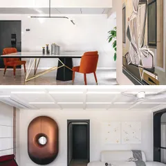 The feature spread inside Good Homes Magazine, showcasing the modern dining and living areas of the Evelyn penthouse. Seeing the project in print beautifully captures the artful details and cohesive design story.