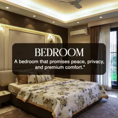This is a bedroom that promises peace, privacy, and premium comfort. The design features a custom headboard, integrated backlighting, and a cohesive color scheme for a restful atmosphere.
