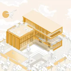 This isometric illustration of the Sharma House was inspired by the sophistication of the French Riviera. The design focuses on maximizing natural light, with large glass panels and open terraces that imbue each space with warmth and vitality.
