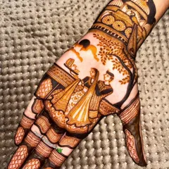 A special design for Karva Chauth, featuring a detailed portrait of a couple performing the festival's ritual. This is a popular request to make the day unforgettable.