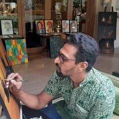 Here I am doing a live painting at an art showcase at ITC Gardenia. It was a wonderful experience to work on a piece in front of an audience and share my creative process.