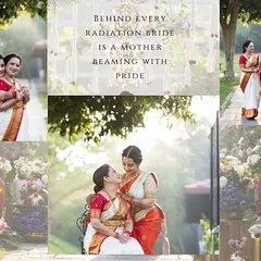 A collage celebrating the special bond between a bride and her mother on the wedding day, filled with hugs, smiles, and shared glances.