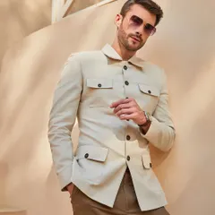 My buttercream beige shacket, or shirt-jacket, is the epitome of warm-weather fashion. Crafted from linen, it's perfect for a beachside wedding, a garden party, or simply staying cool and stylish during the summer.