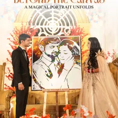 A magical portrait reveal. I arranged for an artist to create this stunning portrait of the couple, which was unveiled at their reception as a beautiful surprise.