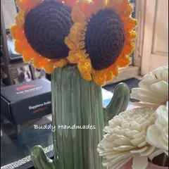 A client shared this picture of their sunflower bouquet in a cute cactus vase. I love seeing how you style my creations in your own homes.