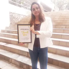 A dream come true. I was invited to be a judge at Mood Indigo, the festival at IIT Bombay. Holding this 'Thank You' frame is a reminder that with passion and hard work, you can achieve things beyond your imagination.