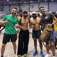 The HYROX community is all about shared effort and mutual respect. Posing with fellow athletes after a grueling race, all of us united by the challenge we just conquered.