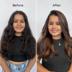 This is the power of a great hair color transformation. Here you can see a before and after of our Matryoshka balayage technique, which adds depth, dimension, and a healthy shine. Our students learn how to achieve these results for their own clients.