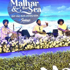 Another moment from our performance at 'Malhar & the Sea' in Goa. The stage was set against a beautiful backdrop of the sea.